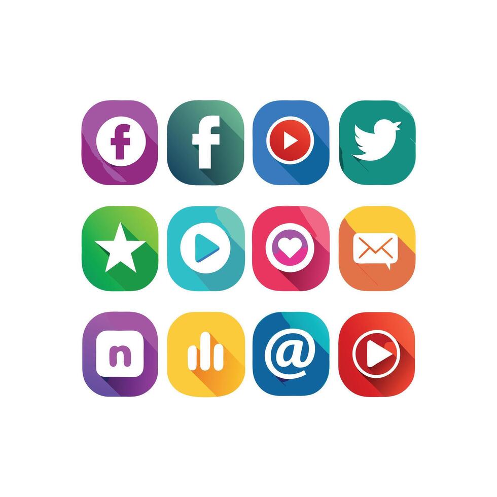 Social Media Icon Set Collection for Websites and Mobile Applications vector