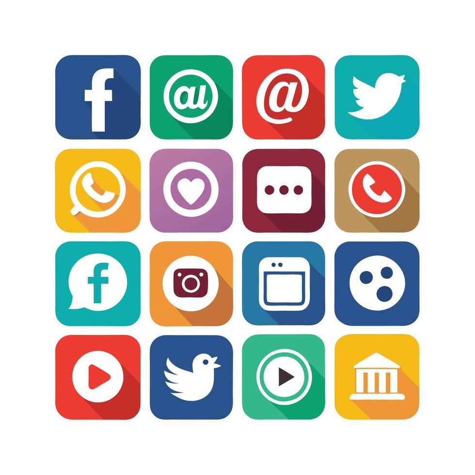 Social Media Icon Set Collection for Websites and Mobile Applications vector