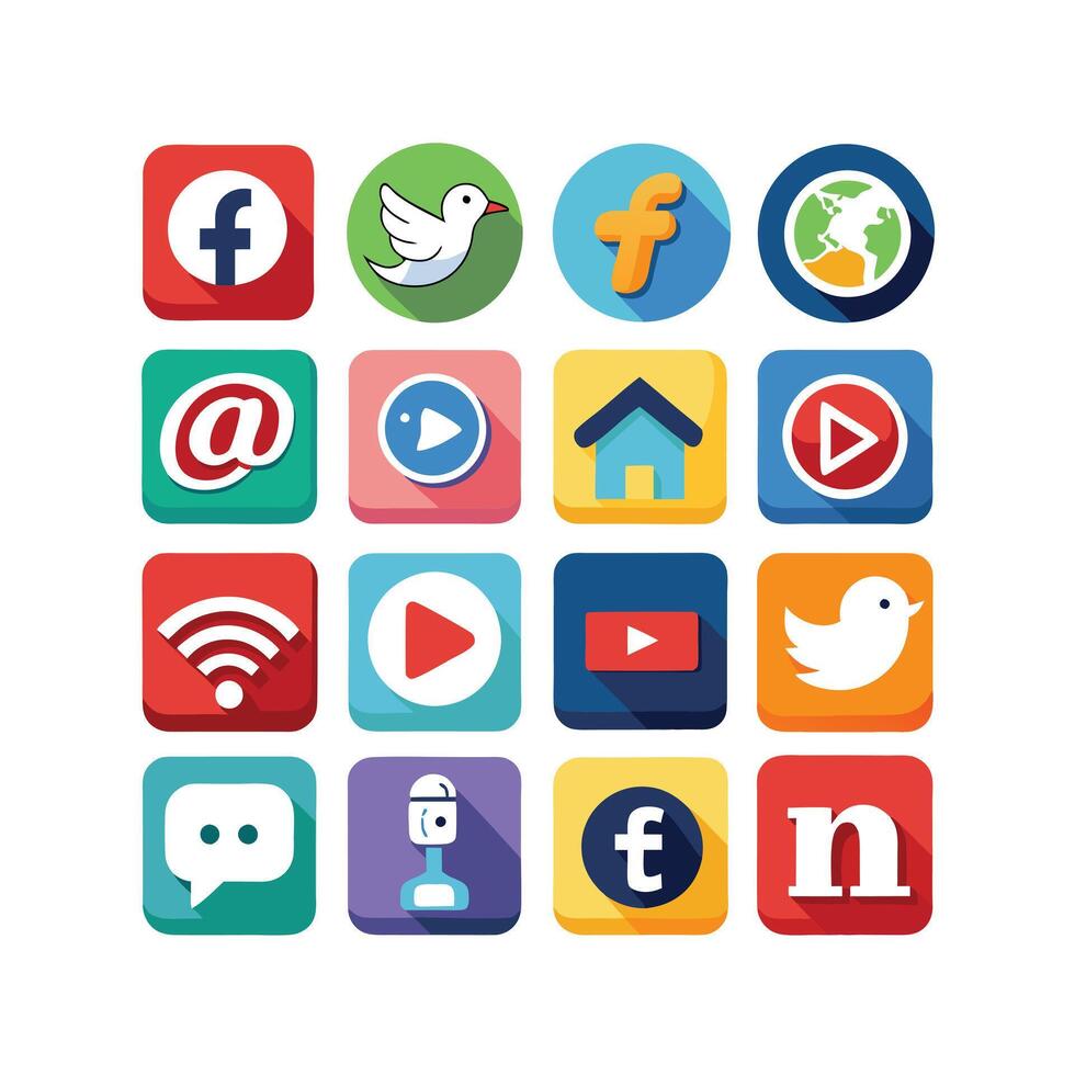 Social Media Icon Set Collection for Websites and Mobile Applications vector