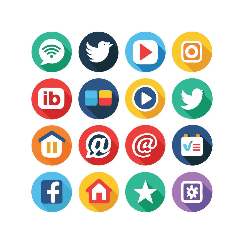 Social Media Icon Set Collection for Websites and Mobile Applications vector