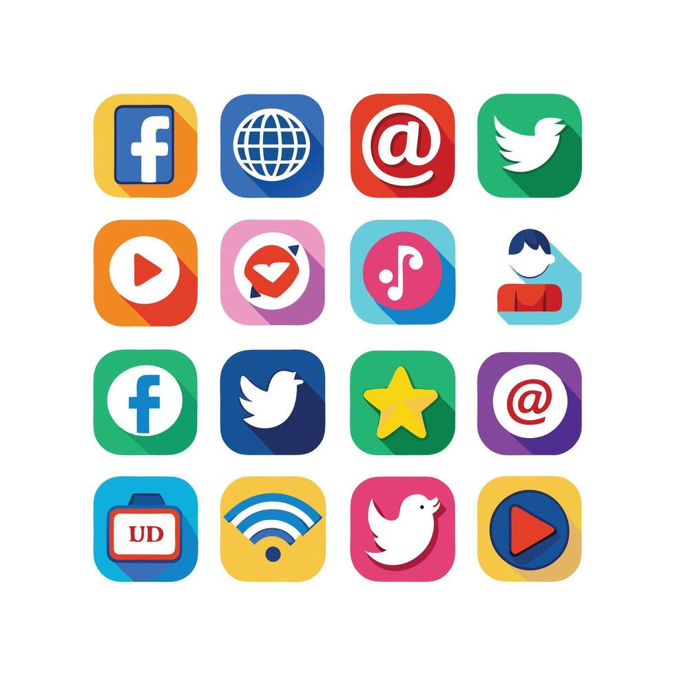 Social Media Icon Set Collection for Websites and Mobile Applications vector