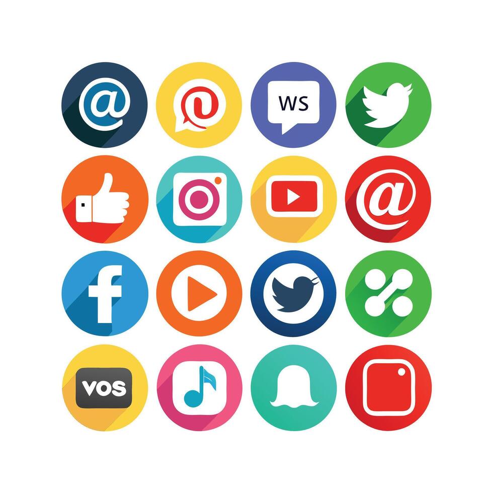 Social Media Icon Set Collection for Websites and Mobile Applications vector