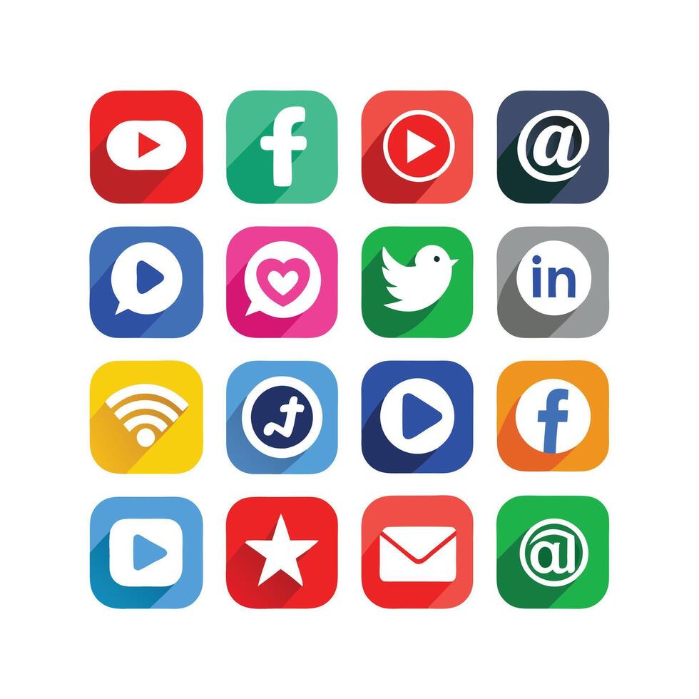 Social Media Icon Set Collection for Websites and Mobile Applications vector
