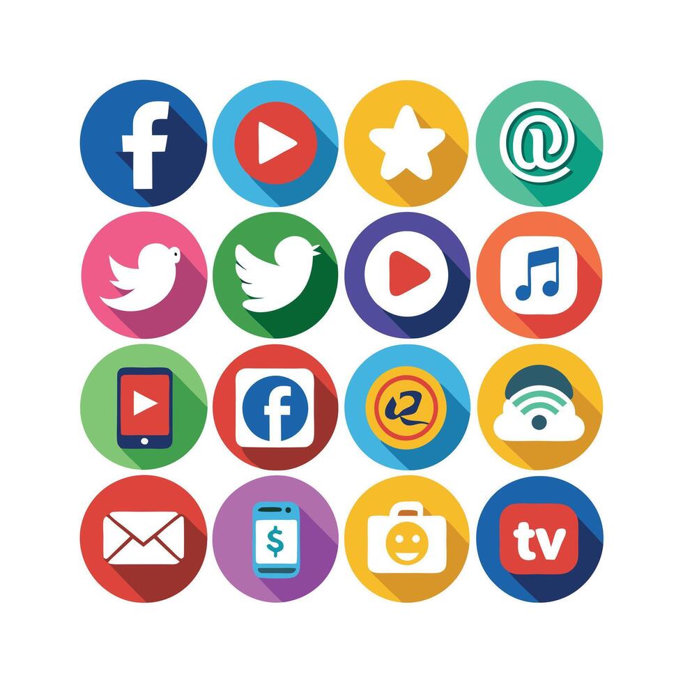 Social Media Icon Set Collection for Websites and Mobile Applications vector