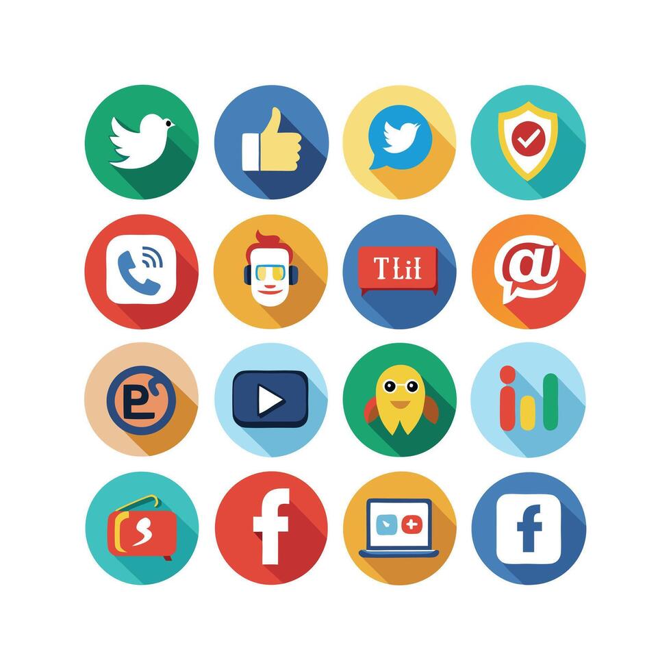 Social Media Icon Set Collection for Websites and Mobile Applications vector