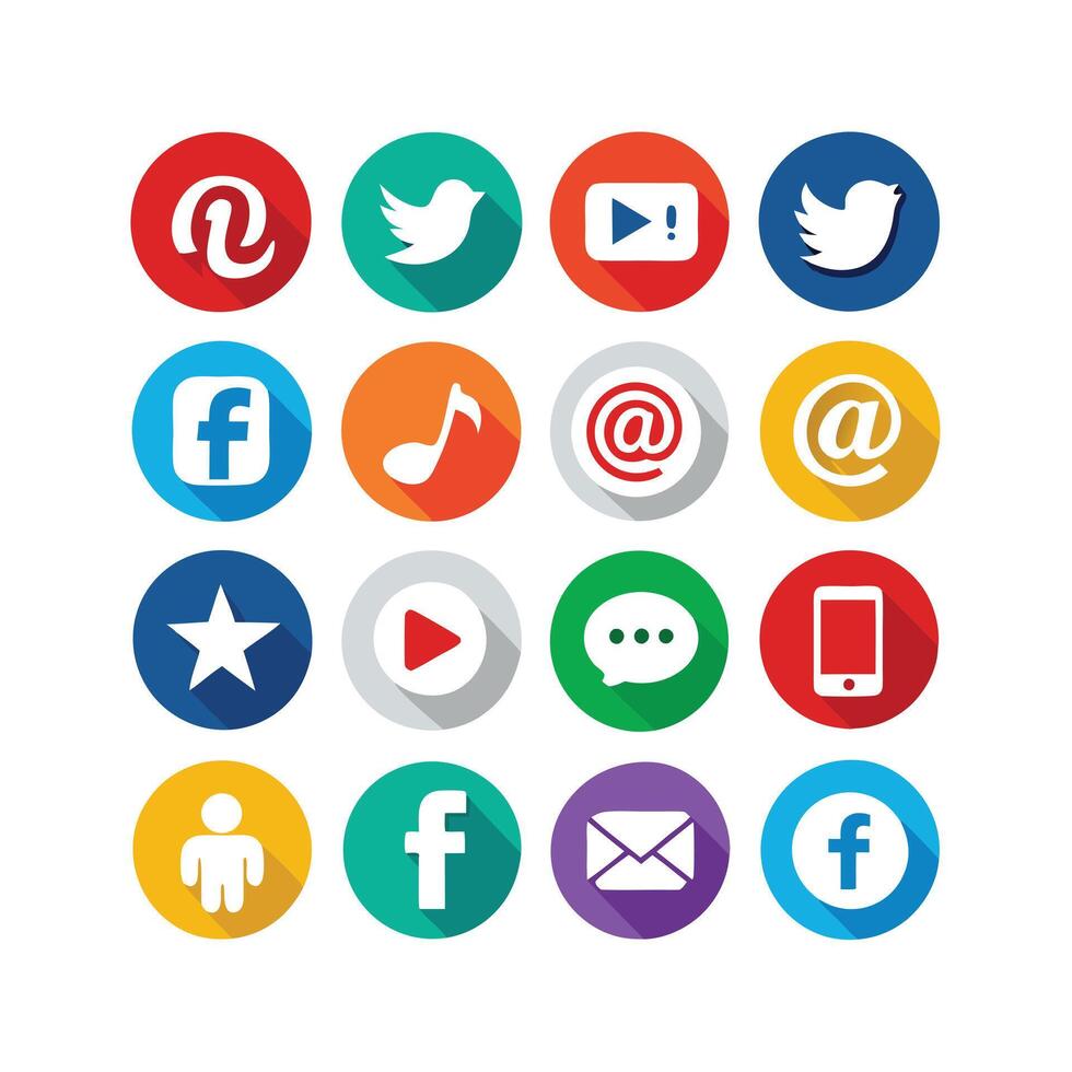 Social Media Icon Set Collection for Websites and Mobile Applications vector