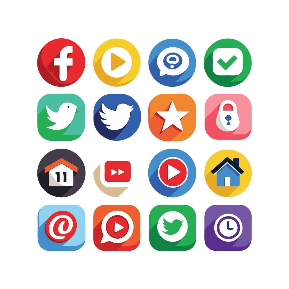 Social Media Icon Set Collection for Websites and Mobile Applications vector