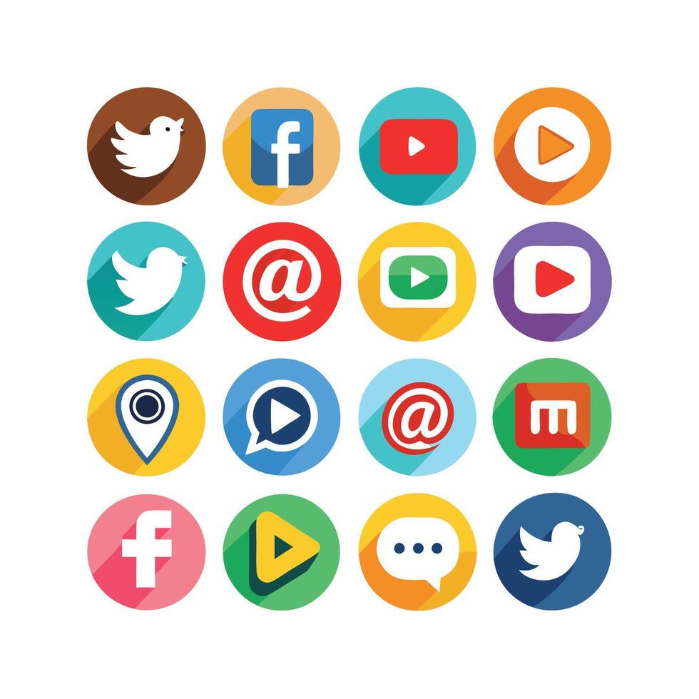 Social Media Icon Set Collection for Websites and Mobile Applications vector