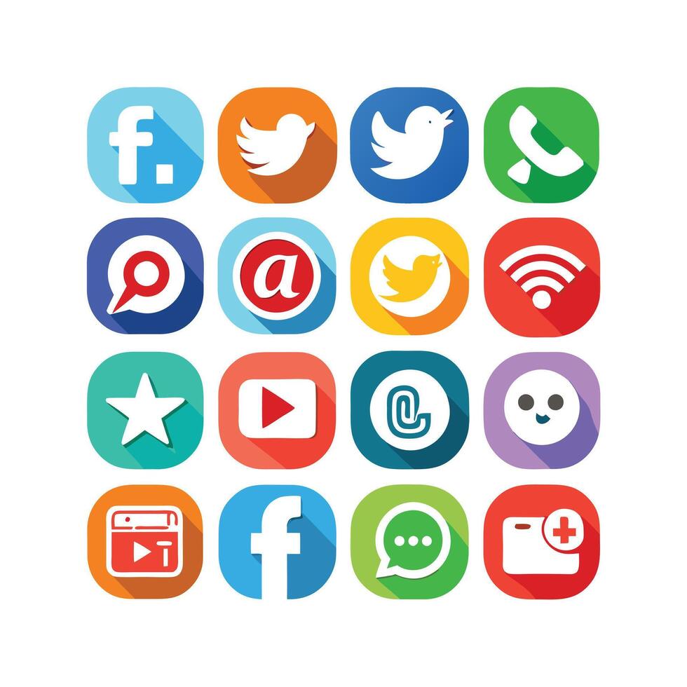 Social Media Icon Set Collection for Websites and Mobile Applications vector