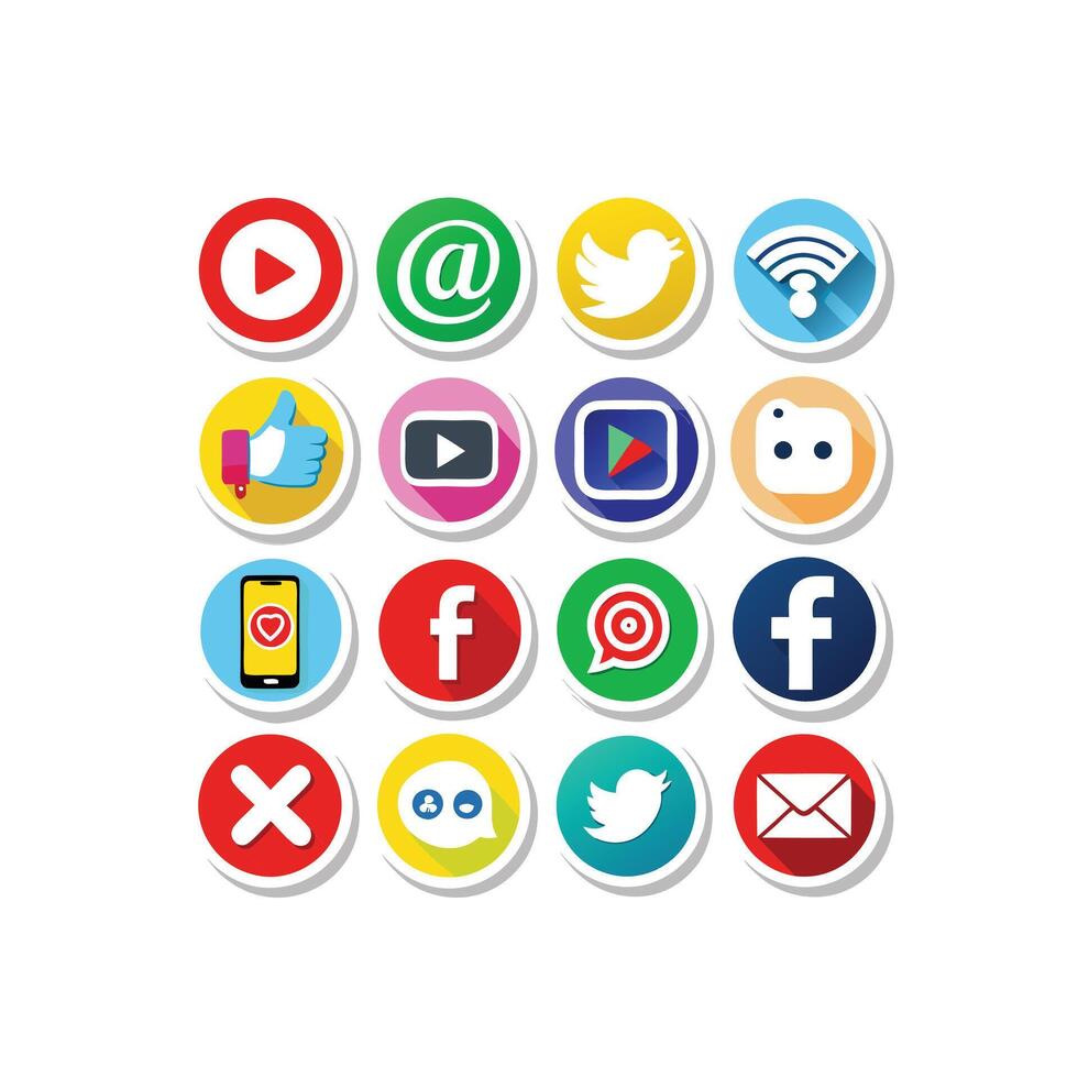 Social Media Icon Set Collection for Websites and Mobile Applications vector