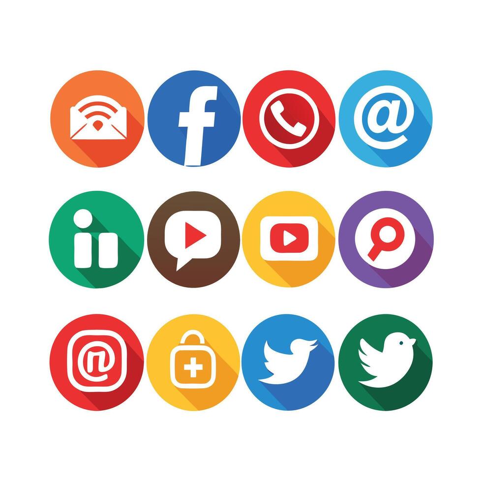Social Media Icon Set Collection for Websites and Mobile Applications vector