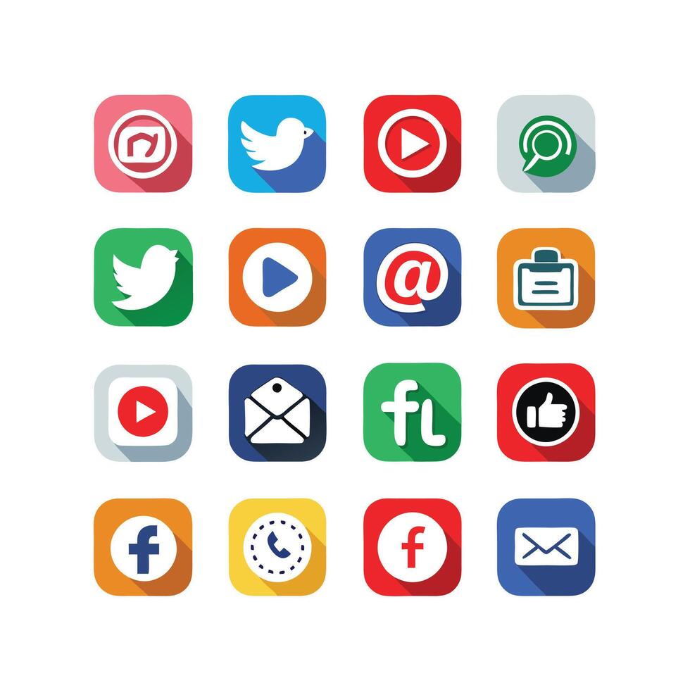 Social Media Icon Set Collection for Websites and Mobile Applications vector