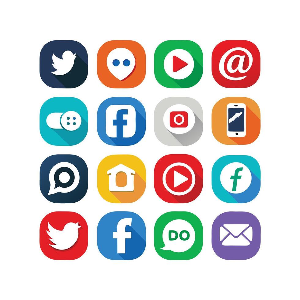 Social Media Icon Set Collection for Websites and Mobile Applications vector