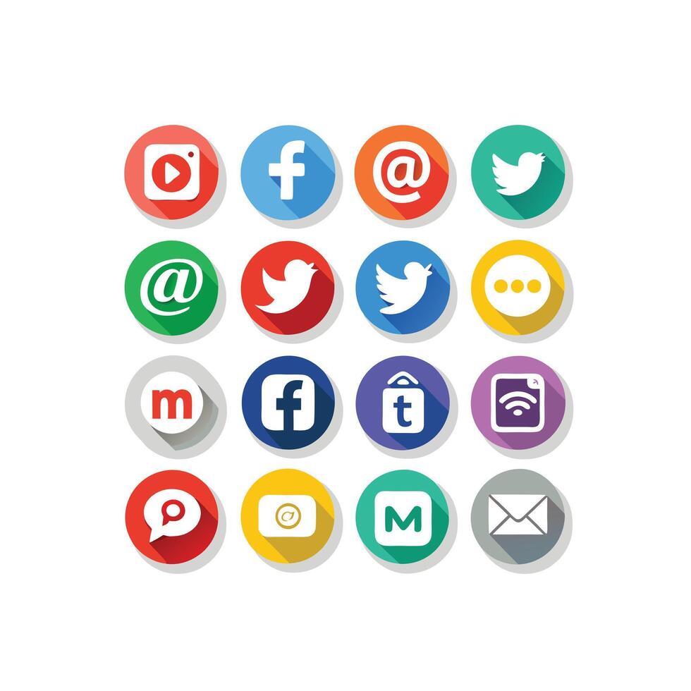 Social Media Icon Set Collection for Websites and Mobile Applications vector