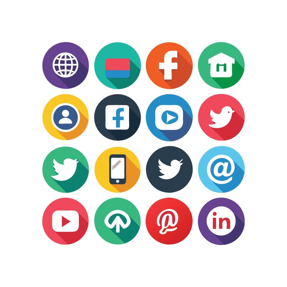 Social Media Icon Set Collection for Websites and Mobile Applications vector