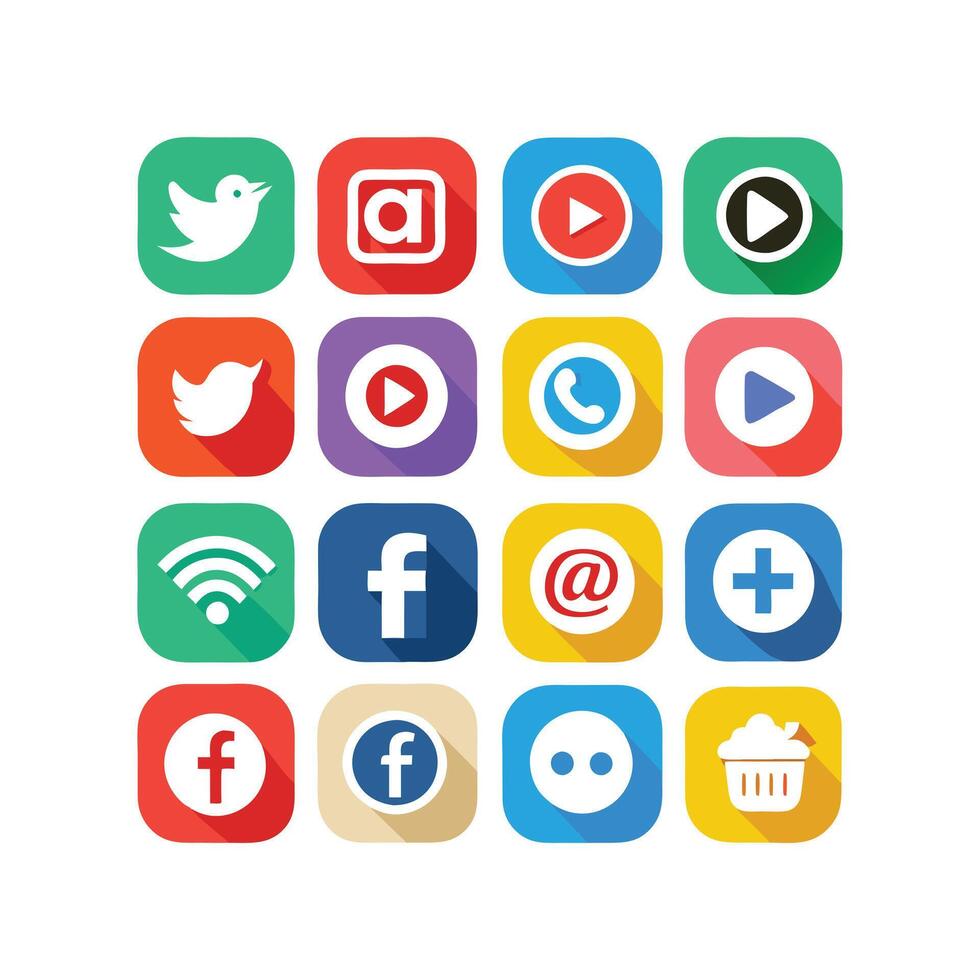 Social Media Icon Set Collection for Websites and Mobile Applications vector