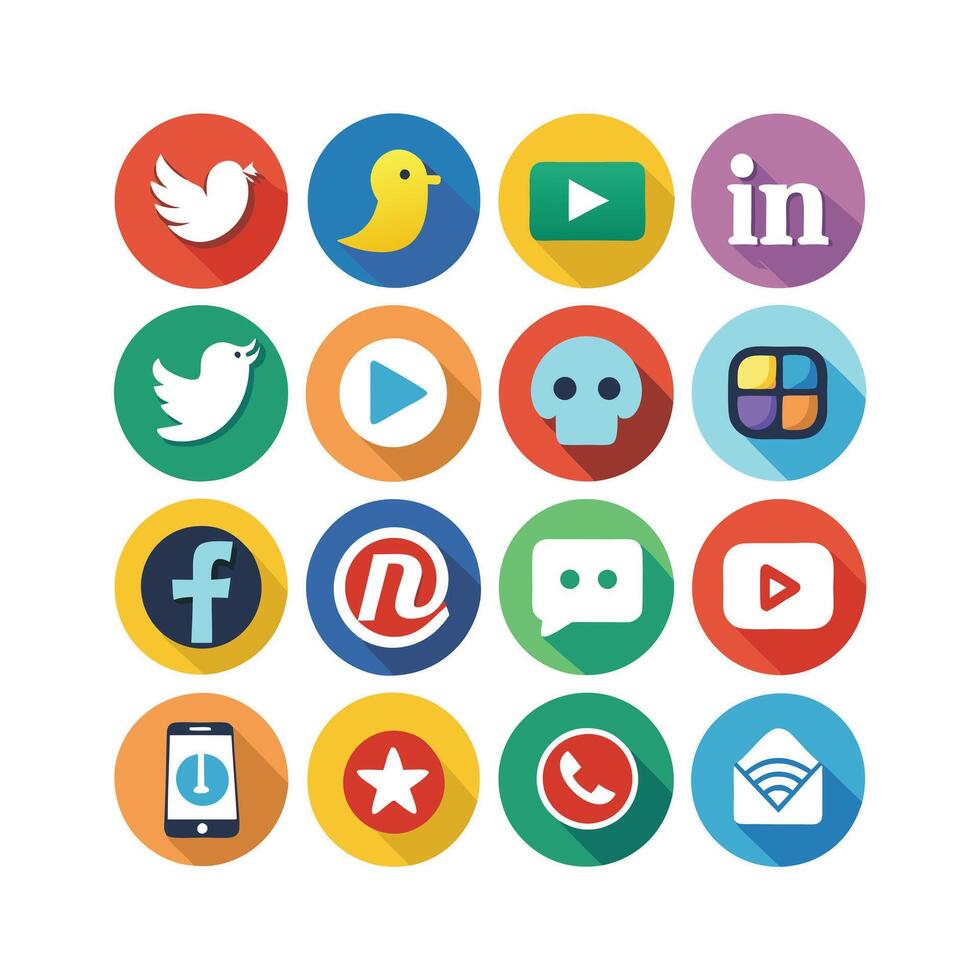Social Media Icon Set Collection for Websites and Mobile Applications vector
