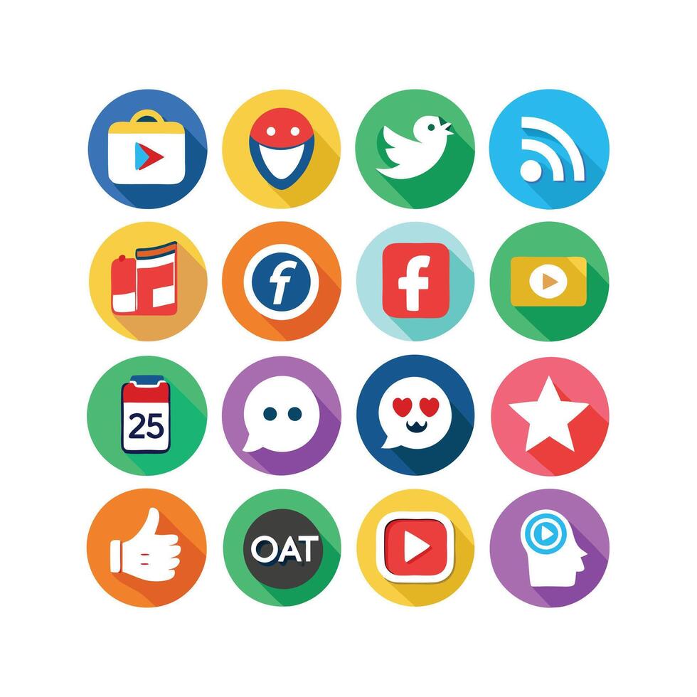 Social Media Icon Set Collection for Websites and Mobile Applications vector