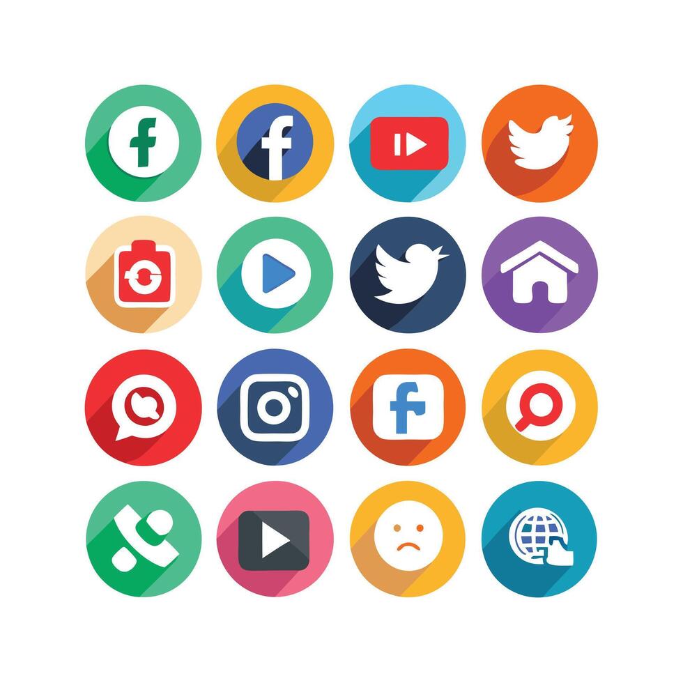 Social Media Icon Set Collection for Websites and Mobile Applications vector
