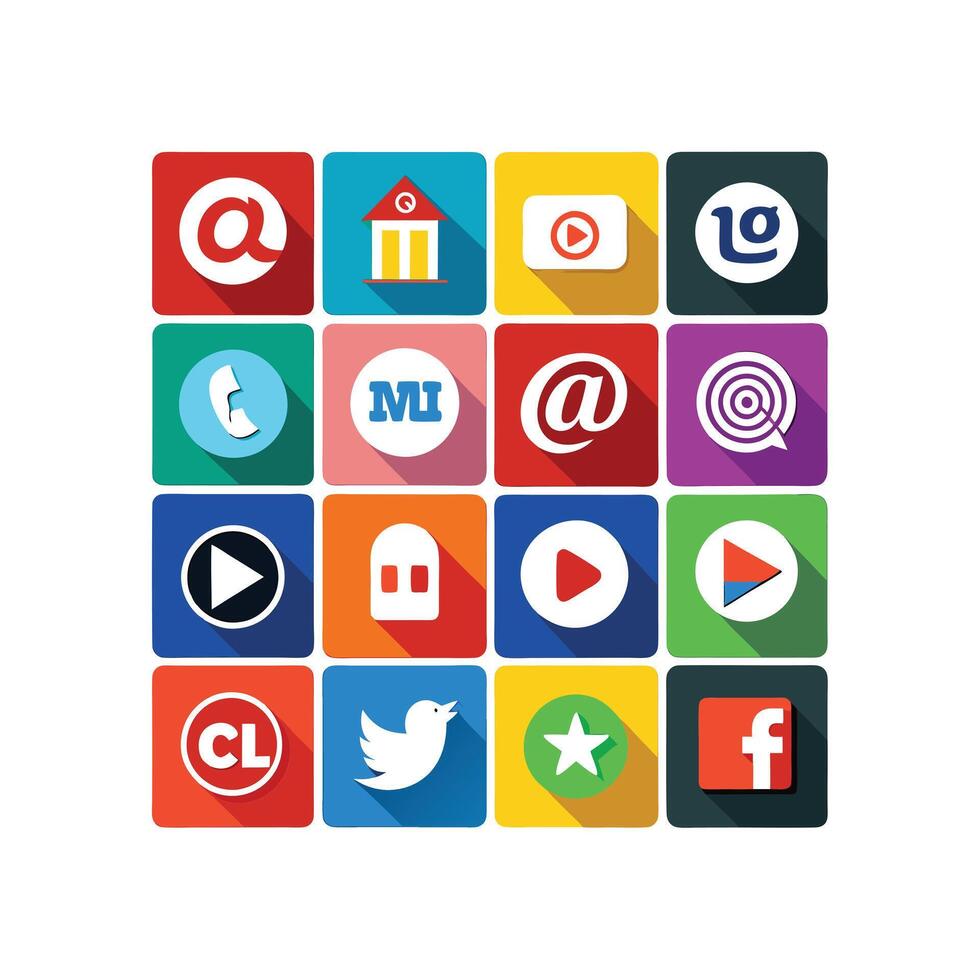 Social Media Icon Set Collection for Websites and Mobile Applications vector