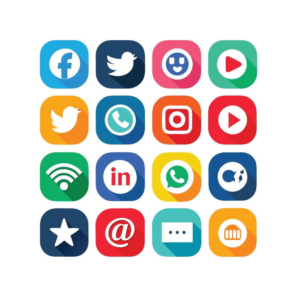 Social Media Icon Set Collection for Websites and Mobile Applications vector