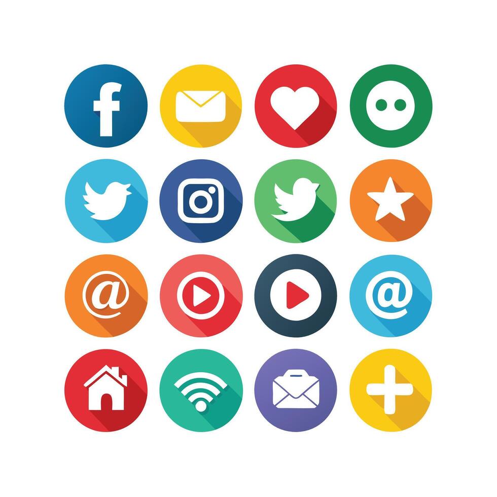 Social Media Icon Set Collection for Websites and Mobile Applications vector