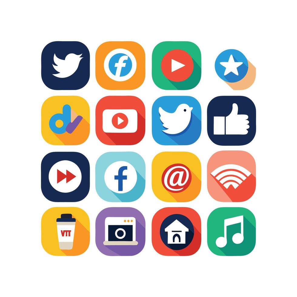 Social Media Icon Set Collection for Websites and Mobile Applications vector