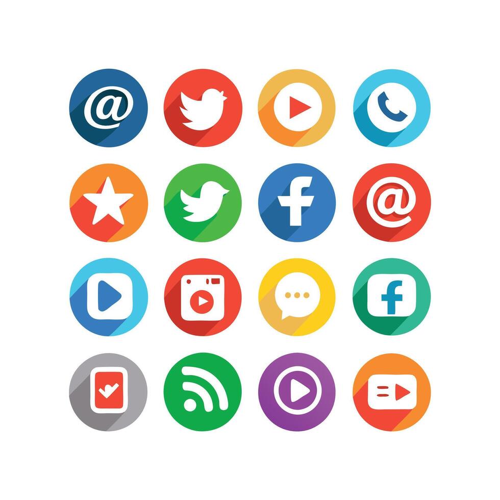 Social Media Icon Set Collection for Websites and Mobile Applications vector