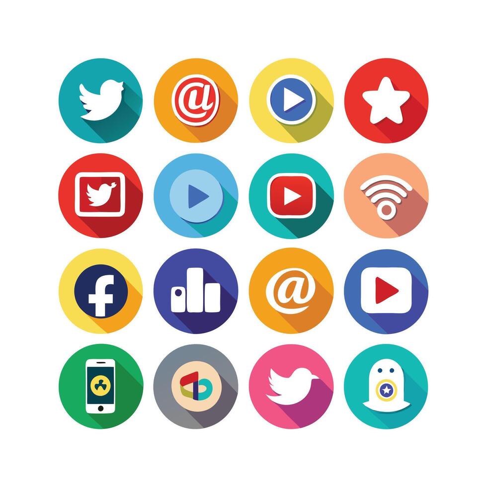 Social Media Icon Set Collection for Websites and Mobile Applications vector