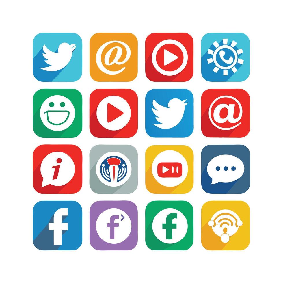 Social Media Icon Set Collection for Websites and Mobile Applications vector