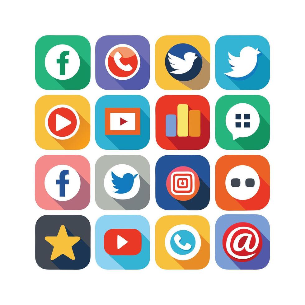 Social Media Icon Set Collection for Websites and Mobile Applications vector