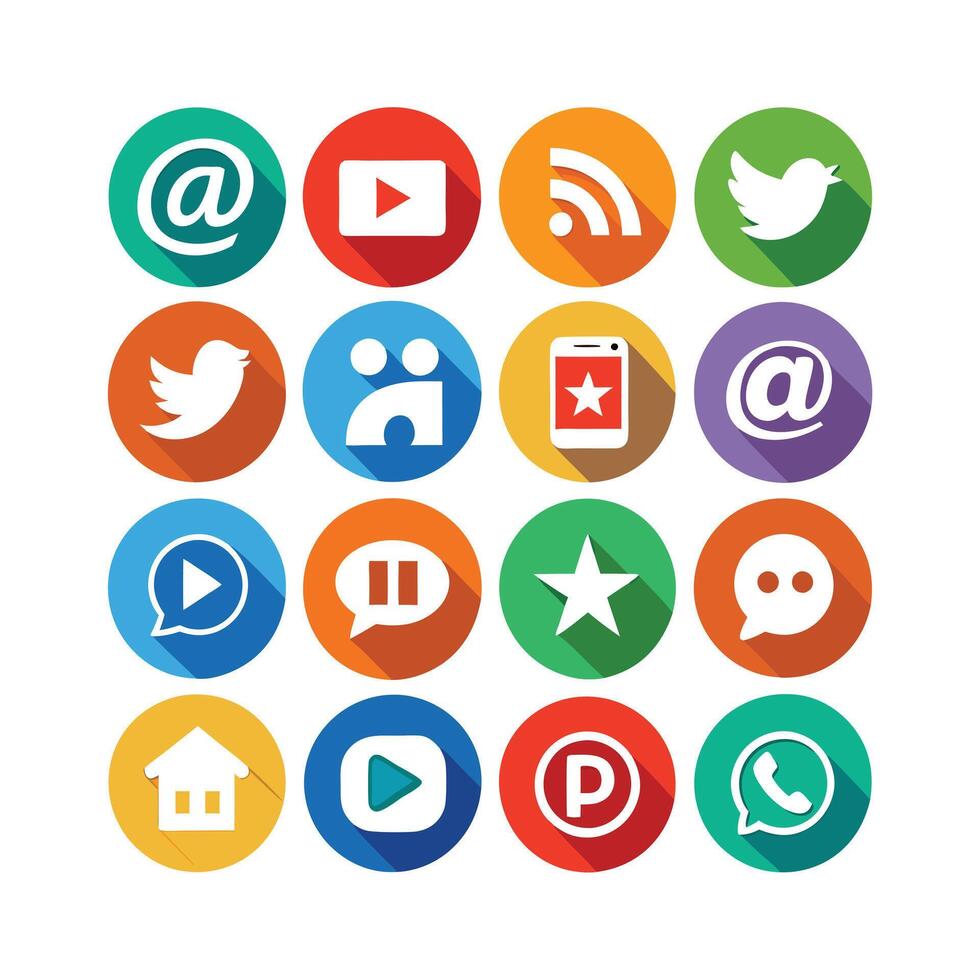 Social Media Icon Set Collection for Websites and Mobile Applications vector