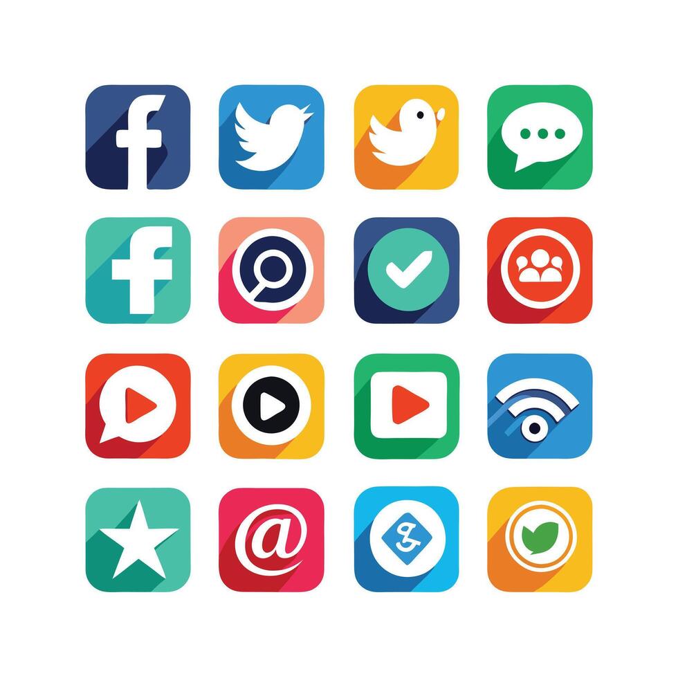 Social Media Icon Set Collection for Websites and Mobile Applications vector