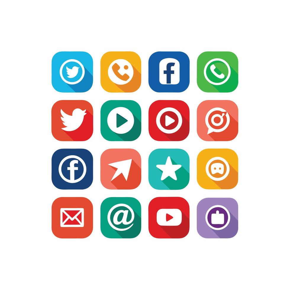 Social Media Icon Set Collection for Websites and Mobile Applications vector