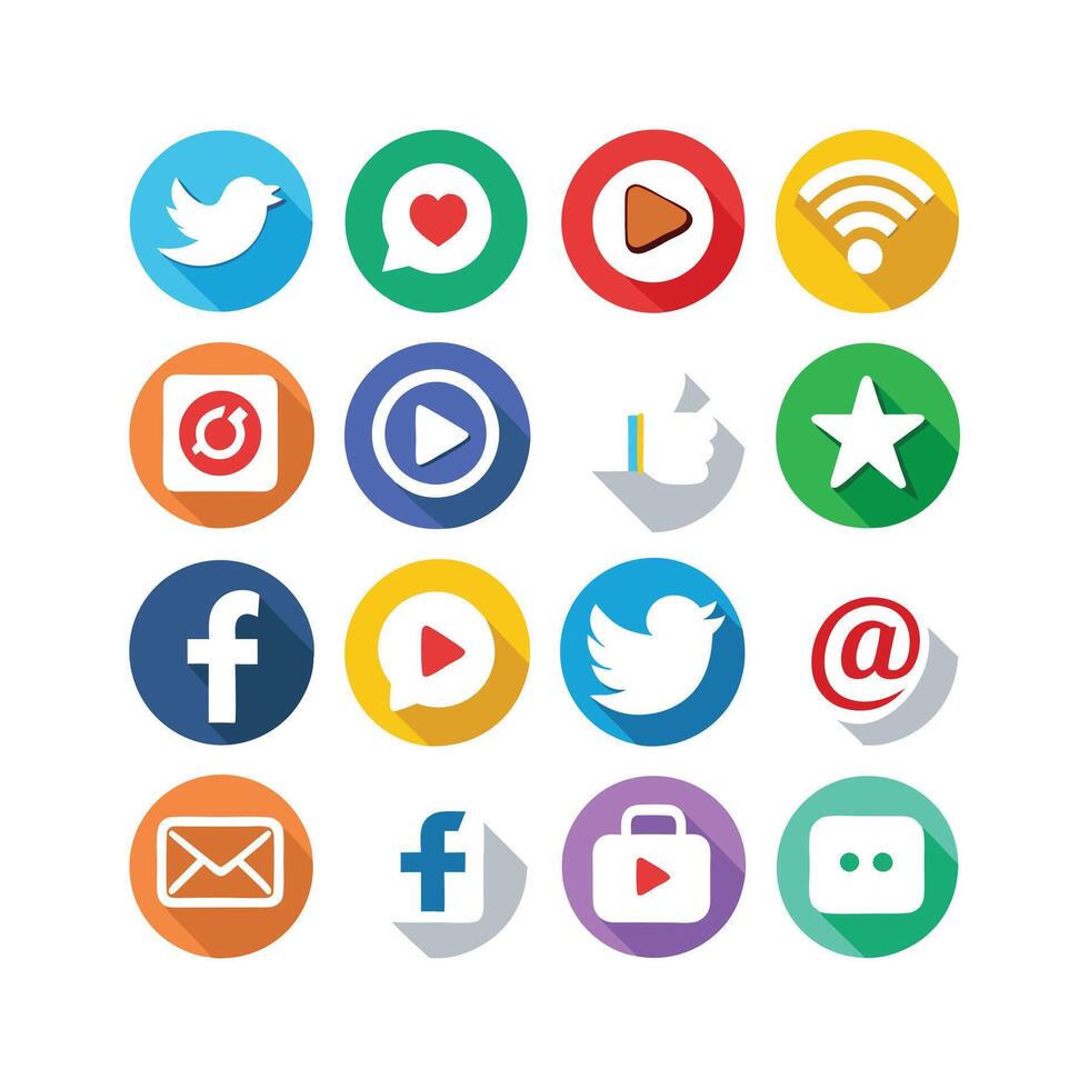 Social Media Icon Set Collection for Websites and Mobile Applications vector