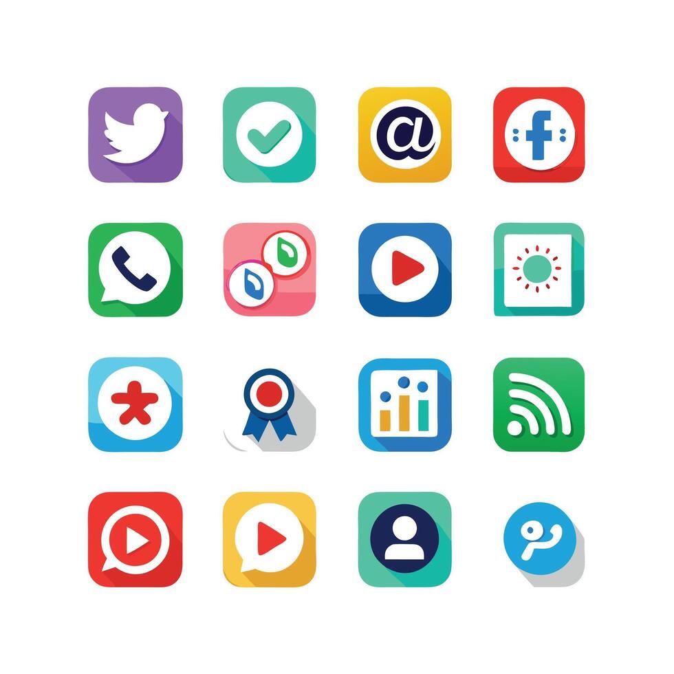 Social Media Icon Set Collection for Websites and Mobile Applications vector