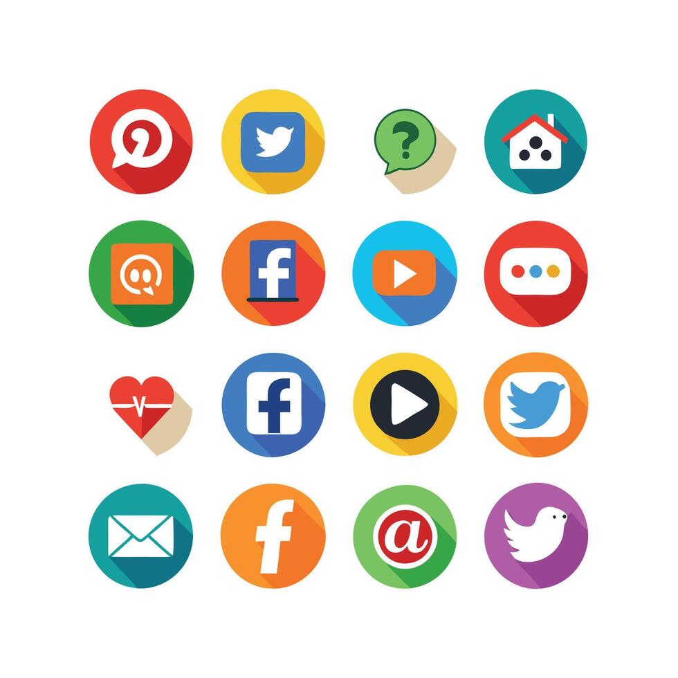 Social Media Icon Set Collection for Websites and Mobile Applications vector