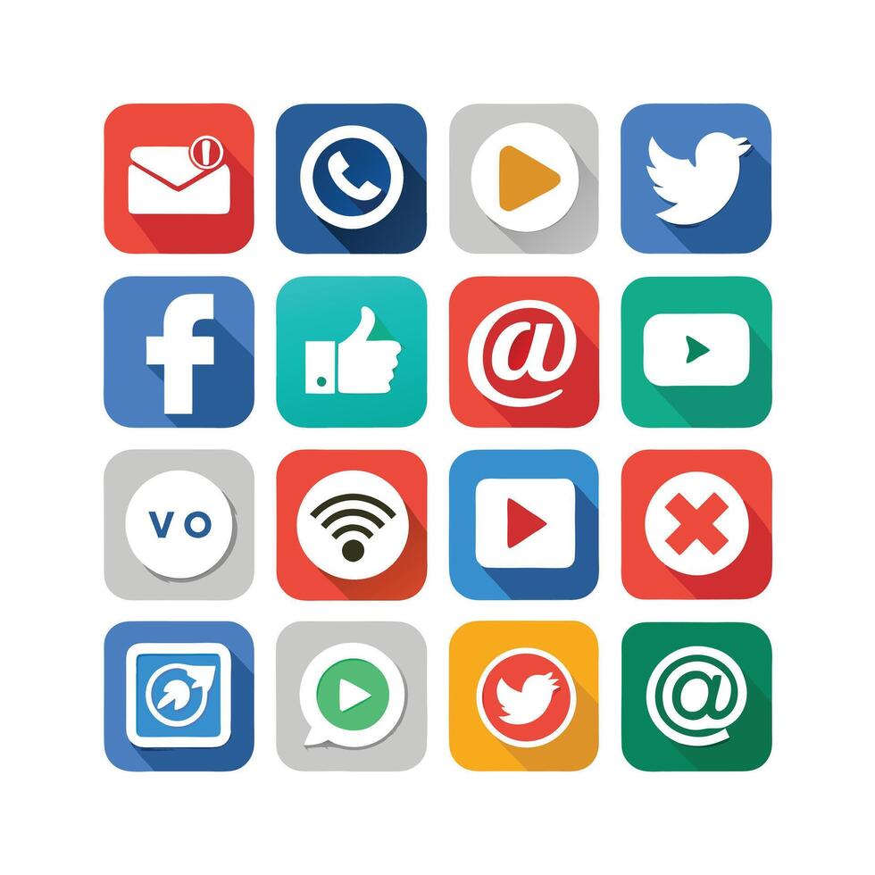Social Media Icon Set Collection for Websites and Mobile Applications vector