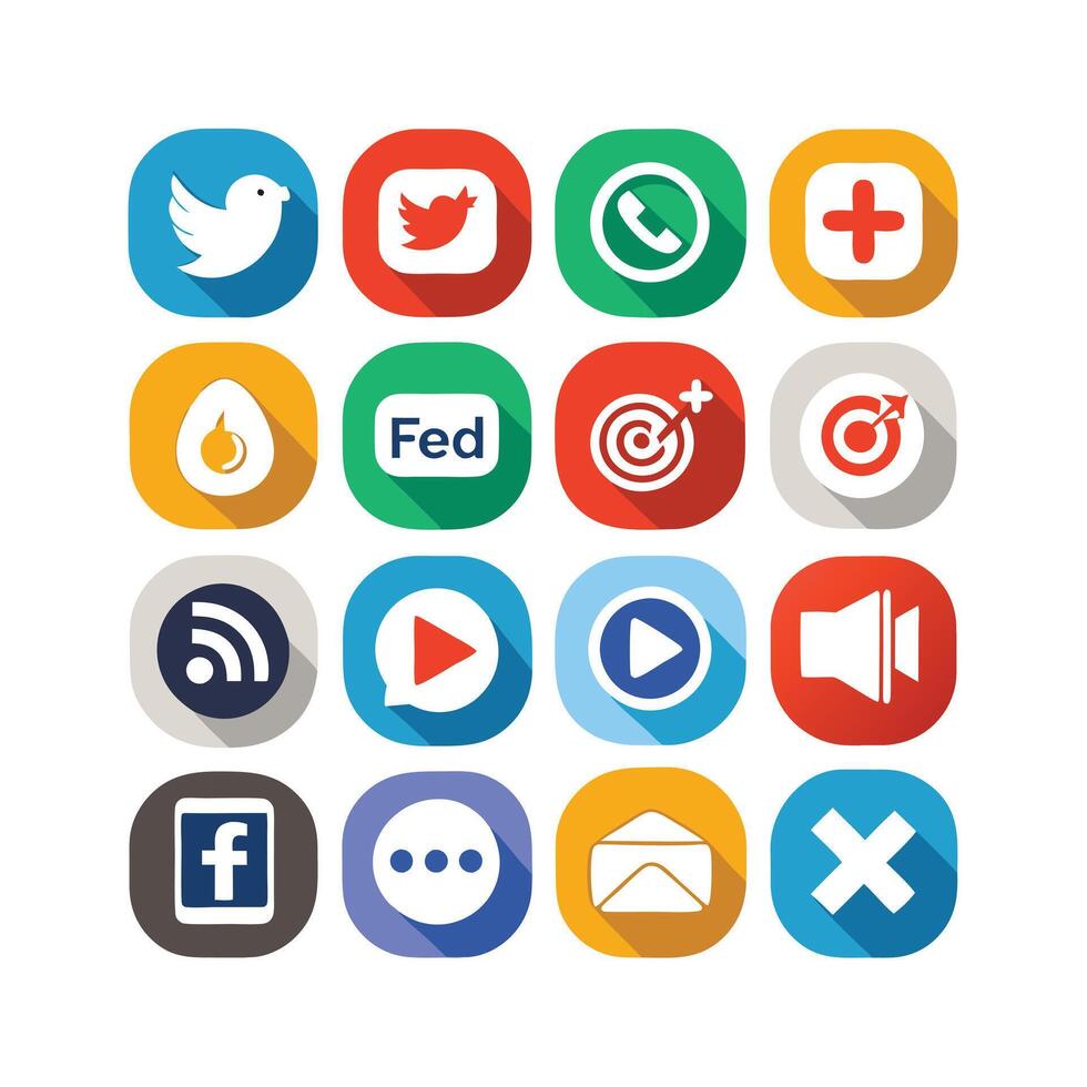 Social Media Icon Set Collection for Websites and Mobile Applications vector