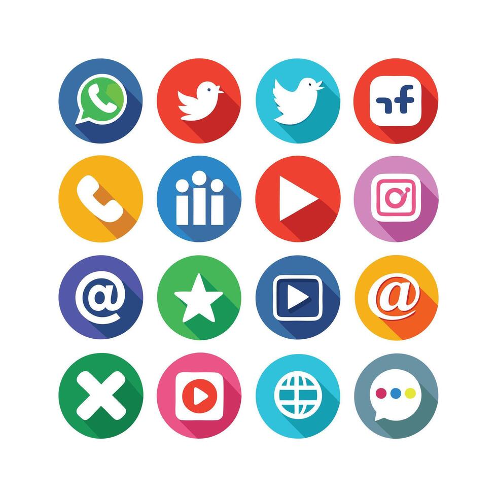 Social Media Icon Set Collection for Websites and Mobile Applications vector