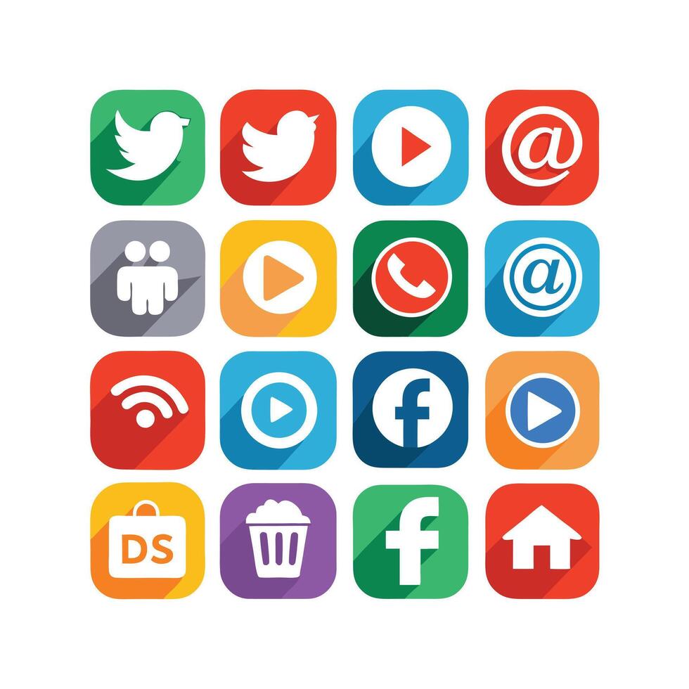 Social Media Icon Set Collection for Websites and Mobile Applications vector