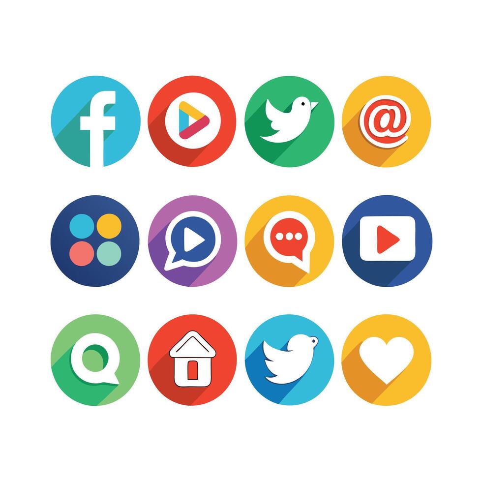 Social Media Icon Set Collection for Websites and Mobile Applications vector