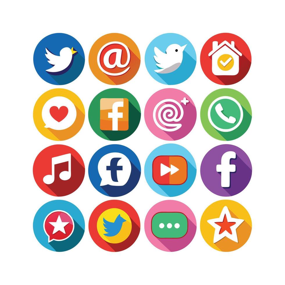 Social Media Icon Set Collection for Websites and Mobile Applications vector
