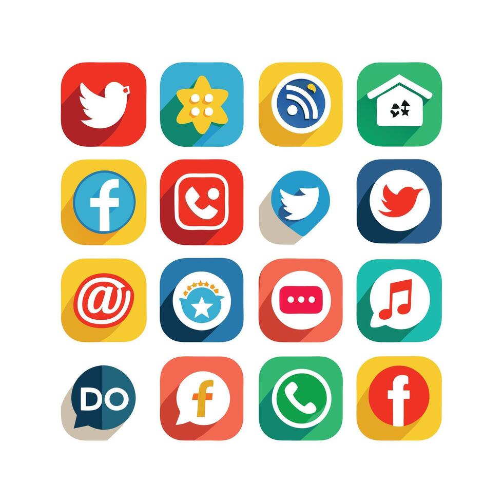 Social Media Icon Set Collection for Websites and Mobile Applications vector