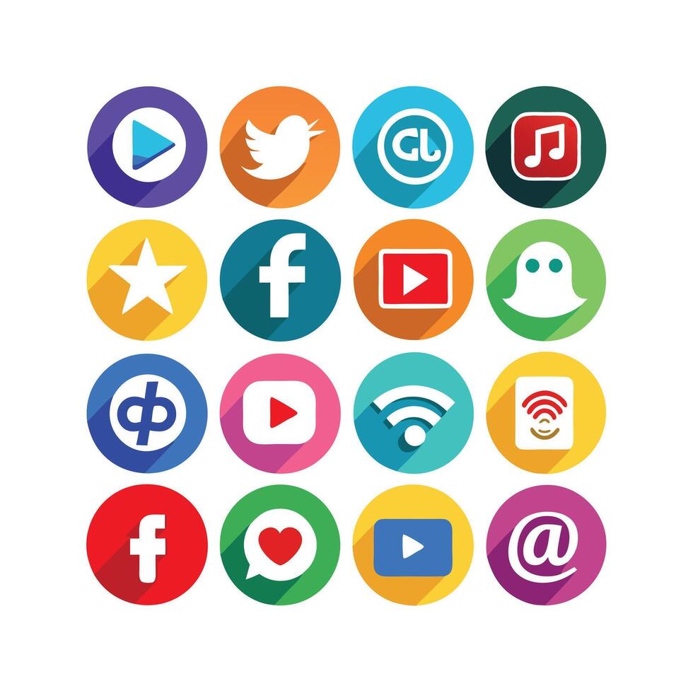 Social Media Icon Set Collection for Websites and Mobile Applications vector