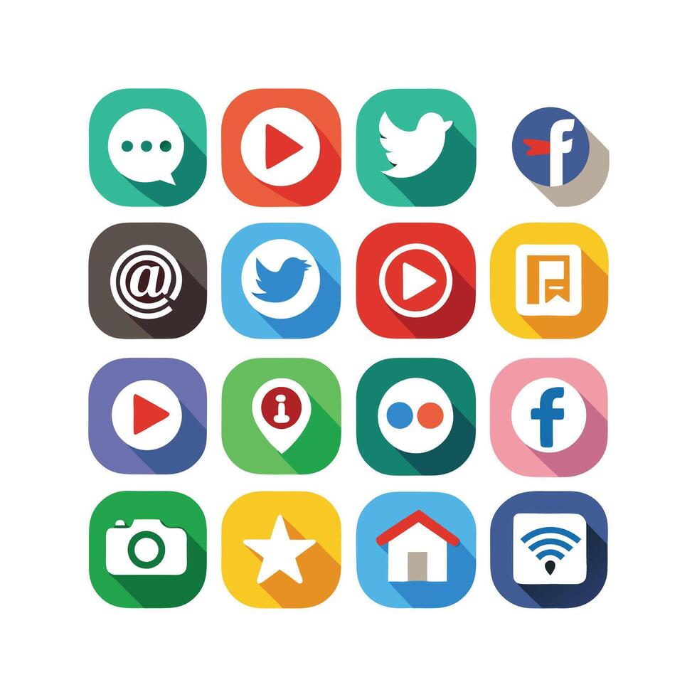 Social Media Icon Set Collection for Websites and Mobile Applications vector