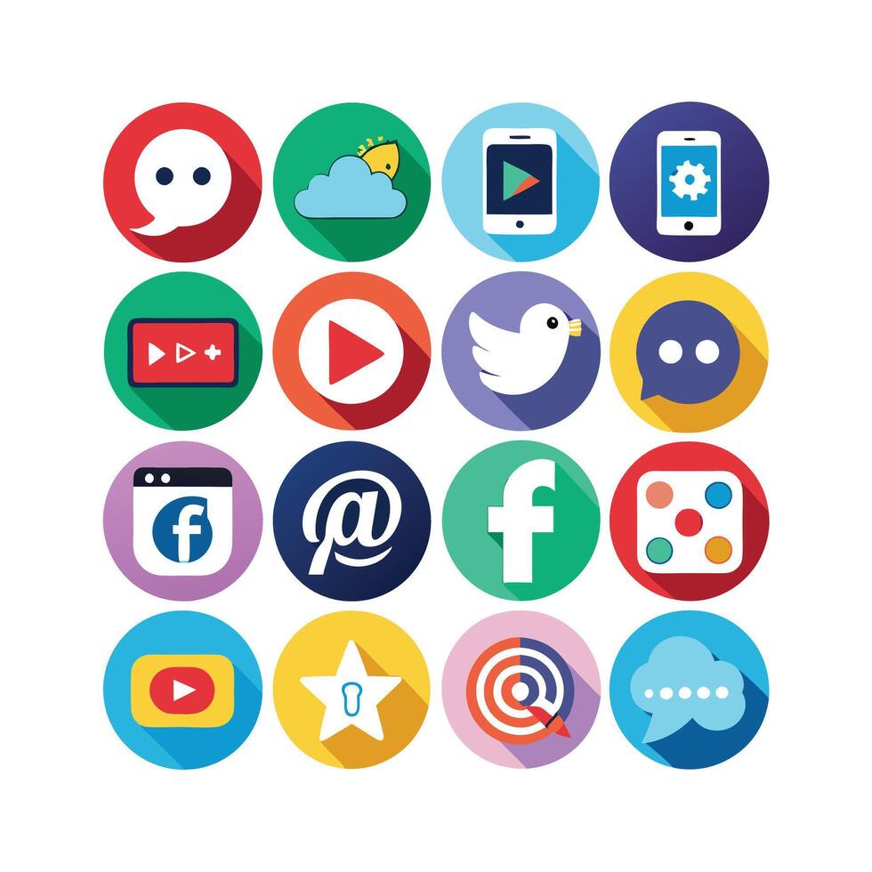 Social Media Icon Set Collection for Websites and Mobile Applications vector