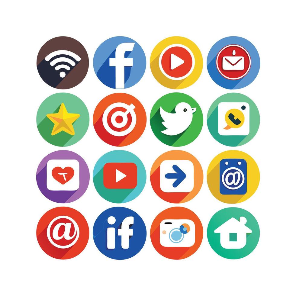 Social Media Icon Set Collection for Websites and Mobile Applications vector