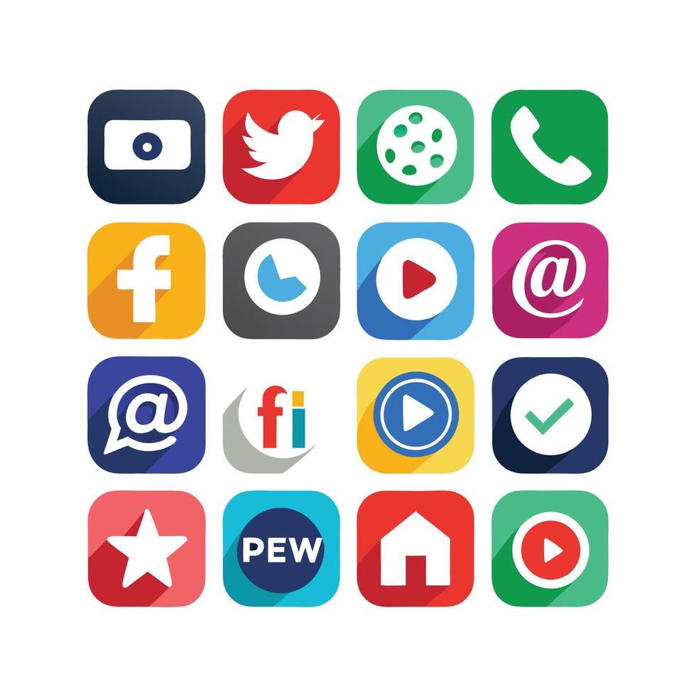 Social Media Icon Set Collection for Websites and Mobile Applications vector