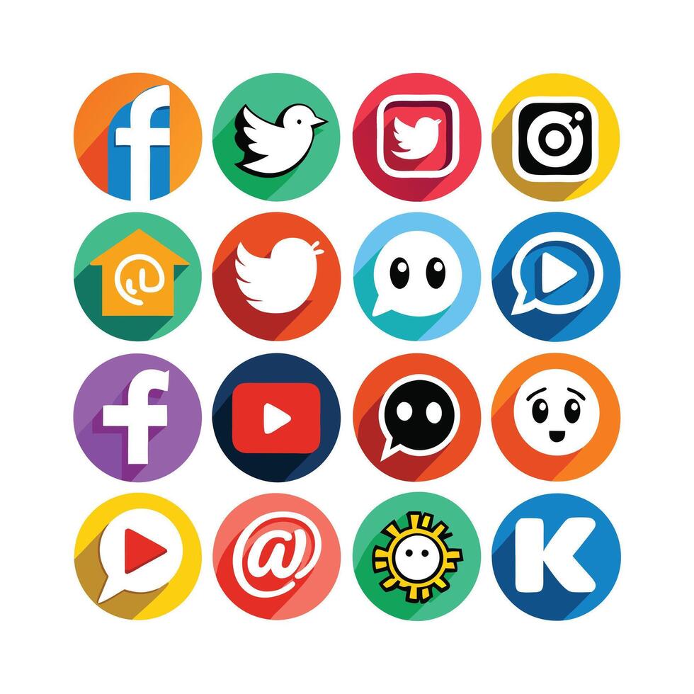 Social Media Icon Set Collection for Websites and Mobile Applications vector